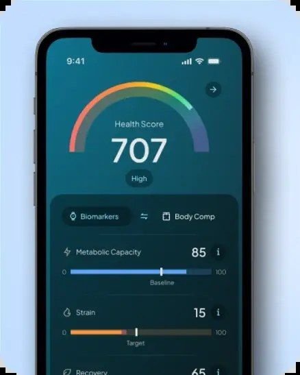 Hume Health app view showing an overall health score next to metabolic capacity